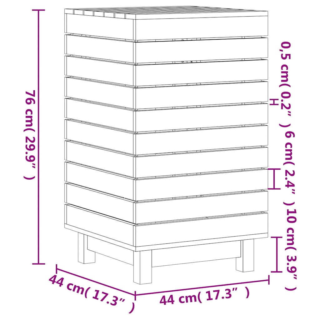 Καλάθι Ρούχων 44x44x76 εκ. από Μασίφ Ξύλο Πεύκου