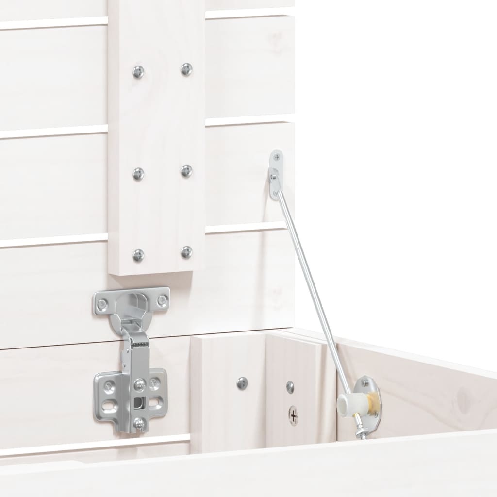 Καλάθι Ρούχων Λευκό 44x44x76 εκ. από Μασίφ Ξύλο Πεύκου