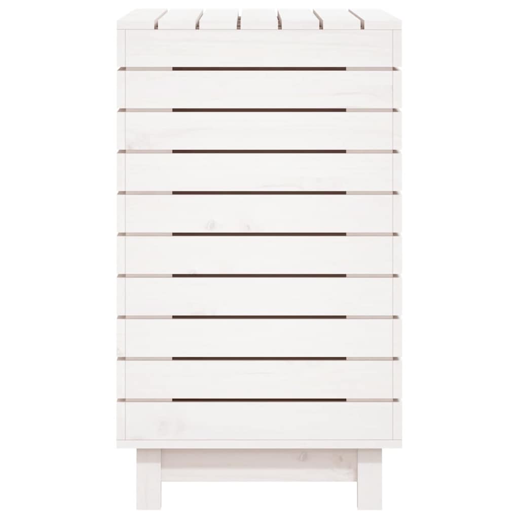 Καλάθι Ρούχων Λευκό 88,5x44x76 εκ. από Μασίφ Ξύλο Πεύκου - Pakobazaar