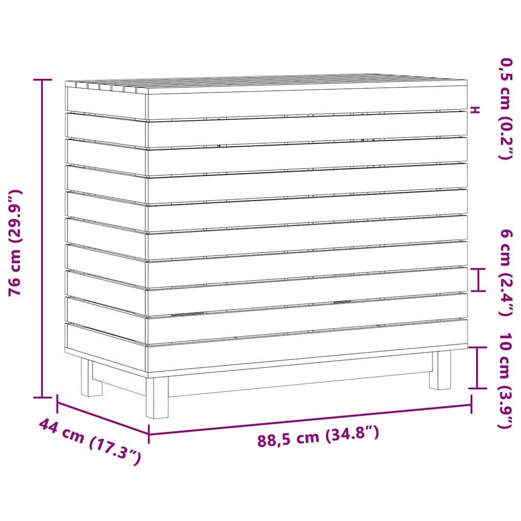 Καλάθι Ρούχων Λευκό 88,5x44x76 εκ. από Μασίφ Ξύλο Πεύκου - Pakobazaar