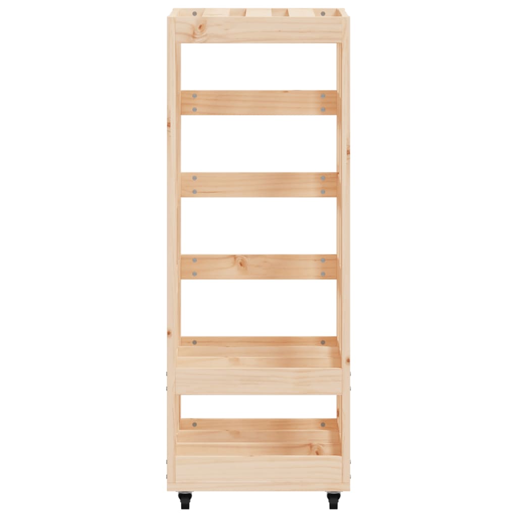 Ξυλοθήκη με Τροχούς Μαύρη 40x49x110 εκ. από Μασίφ Ξύλο Πεύκου - Pakobazaar