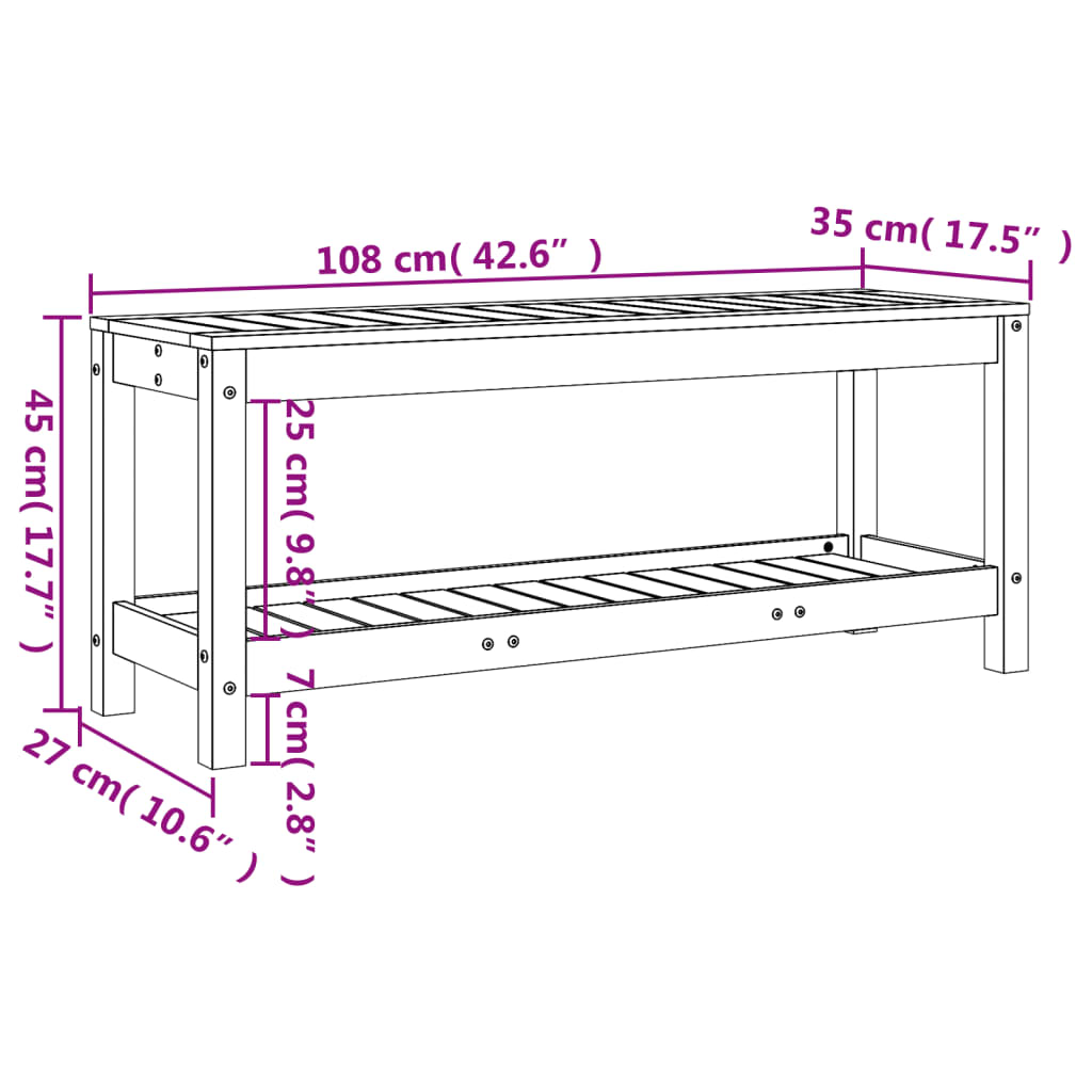 Παγκάκι Κήπου 108 x 35 x 45 εκ. από Εμποτισμένο Ξύλο Πεύκου - Pakobazaar