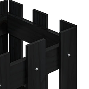 Ζαρντινιέρα με Σχέδιο Φράχτη Μαύρη 30 x 30 x 30 εκ. Μασίφ Πεύκο