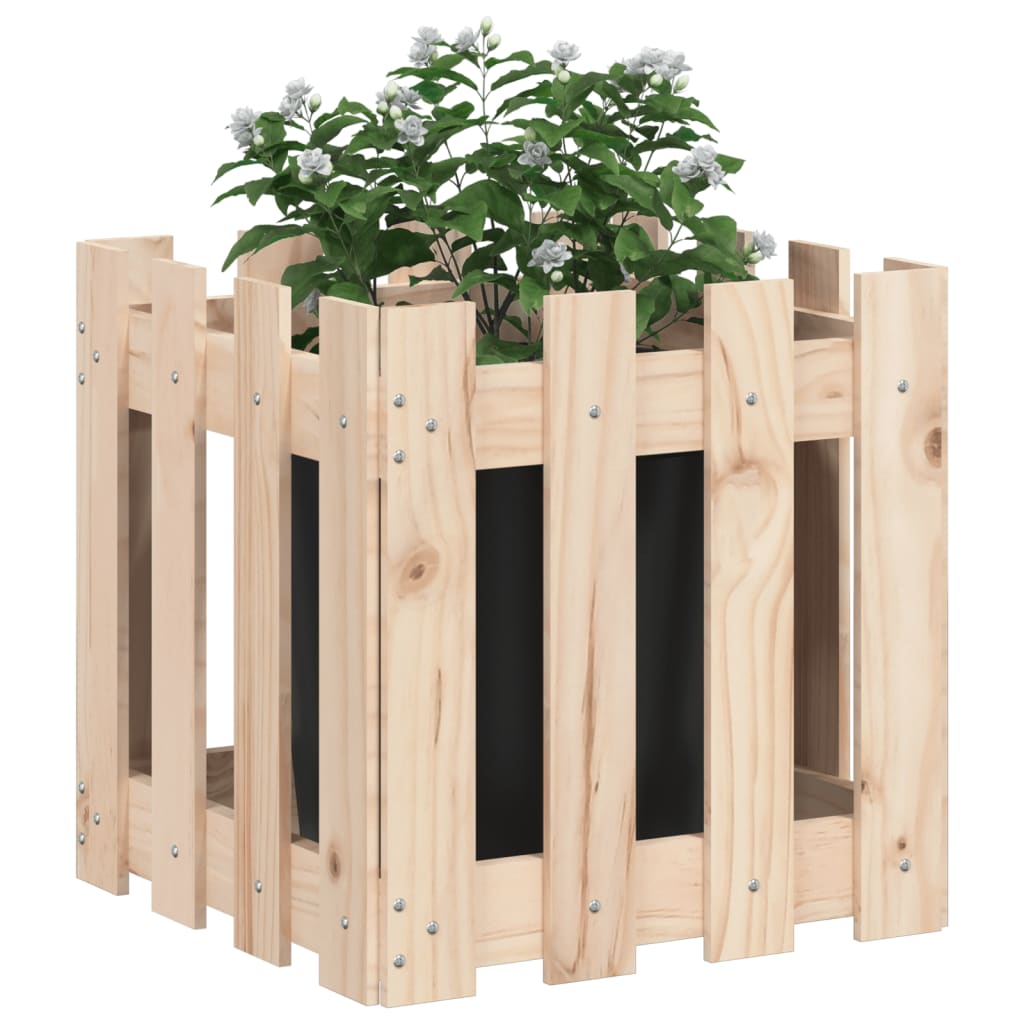 Ζαρντινιέρα με Σχέδιο Φράχτη 40 x 40 x 40 εκ. Μασίφ Ξύλο Πεύκου