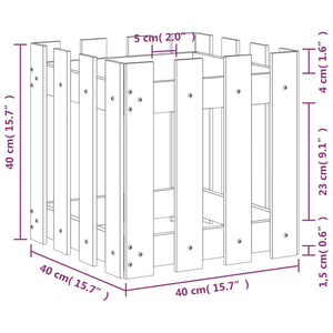 Ζαρντινιέρα με Σχέδιο Φράχτη Λευκή 40 x 40 x 40 εκ. Μασίφ Πεύκο
