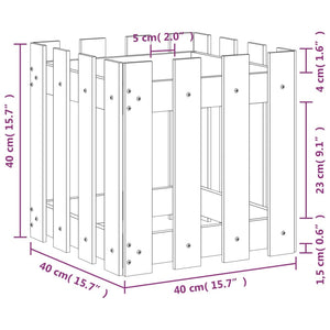 Ζαρντινιέρα με Σχέδιο Φράχτη Μαύρη 40 x 40 x 40 εκ. Μασίφ Πεύκο