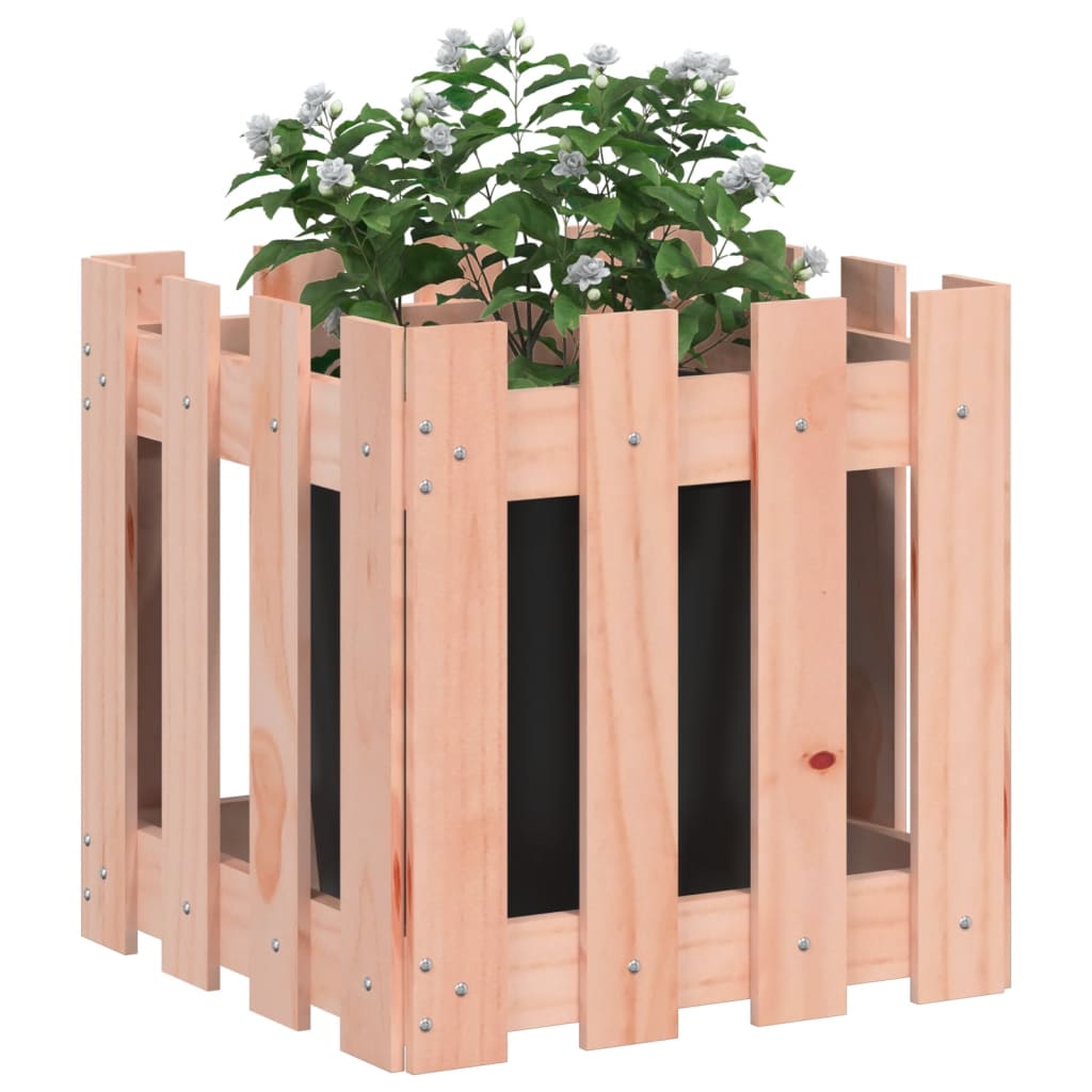 Ζαρντινιέρα με Σχ. Φράχτη 40x40x40 εκ. Μασίφ Ξύλο Ψευδοτσούγκας