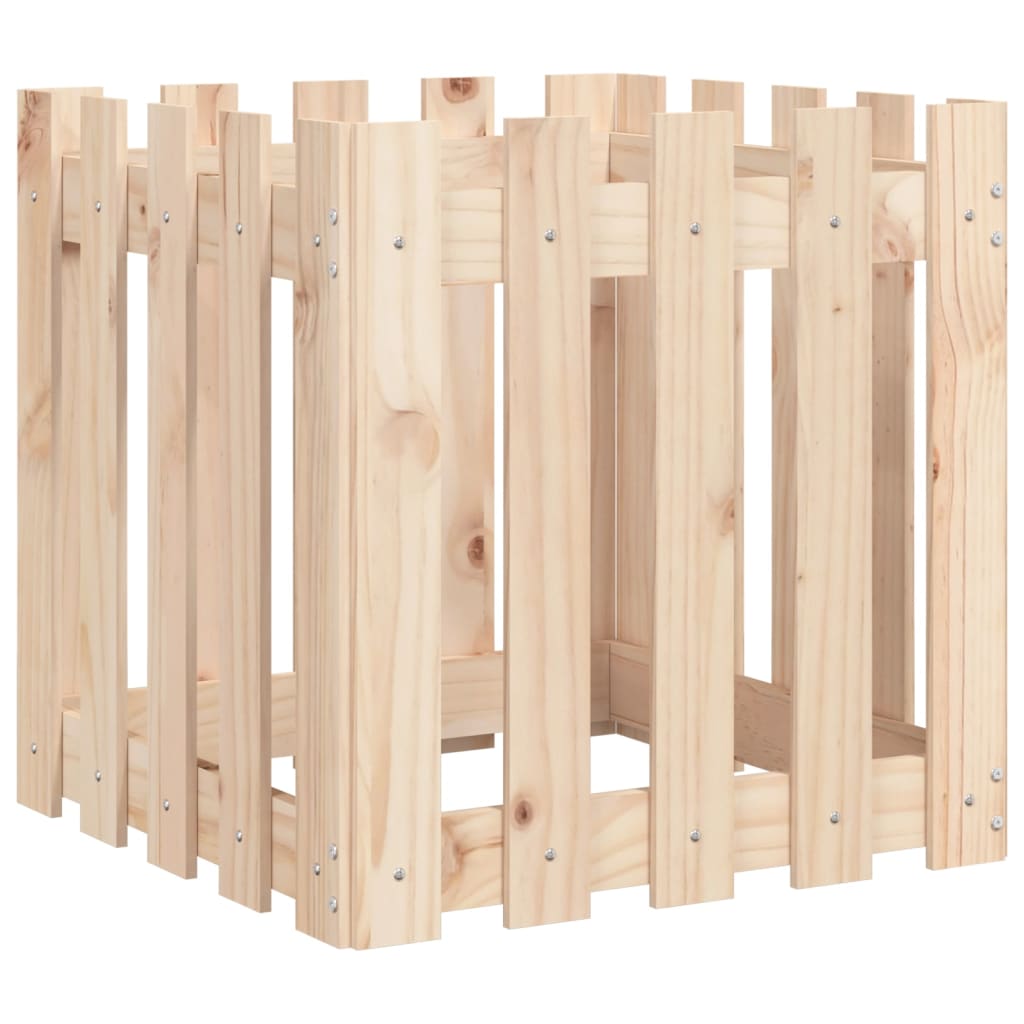 Ζαρντινιέρα με Σχέδιο Φράχτη 50 x 50 x 50 εκ. Μασίφ Ξύλο Πεύκου
