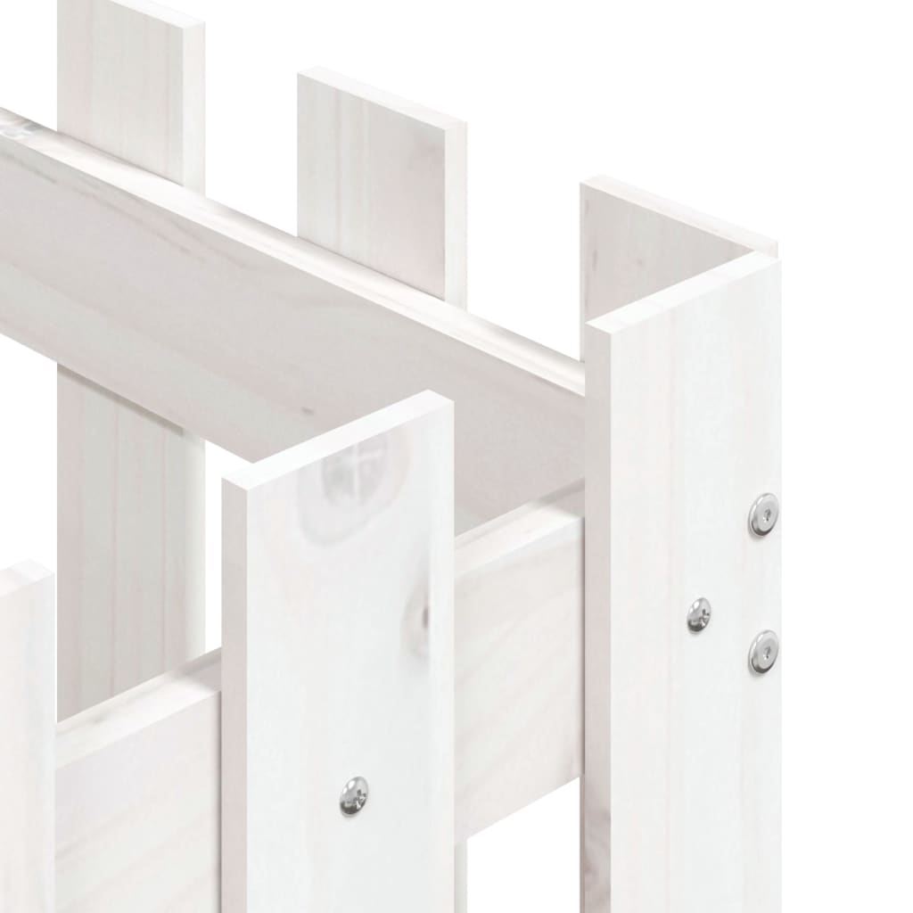 Ζαρντινιέρα με Σχέδιο Φράχτη Λευκή 60 x 60 x 60 εκ. Μασίφ Πεύκο