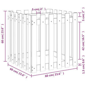 Ζαρντινιέρα με Σχέδιο Φράχτη 60x60x60 εκ. Εμποτισμ. Ξύλο Πεύκου