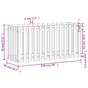 Ζαρντινιέρα Υπερυψωμένη Φράχτης 150x50x70 εκ Μασίφ Ψευδοτσούγκα