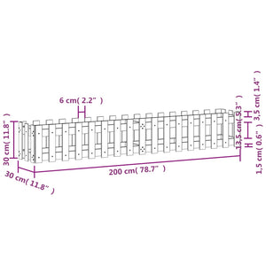 Ζαρντινιέρα Υπερυψωμένη Σχ Φράχτη 200 x 30 x 30 εκ. Μασίφ Πεύκο - Pakobazaar