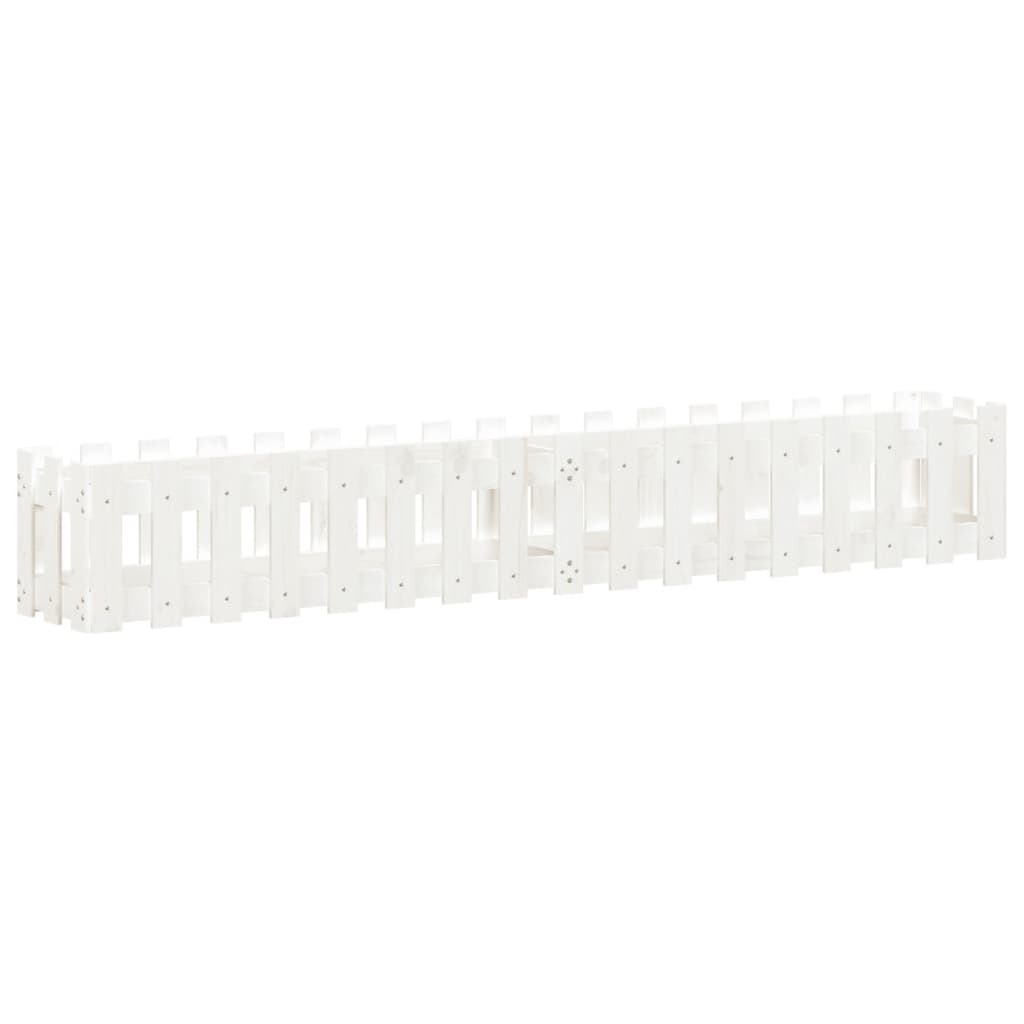 Ζαρντινιέρα με Σχέδιο Φράχτη Λευκή 200x30x30 εκ. Μασίφ Πεύκο - Pakobazaar
