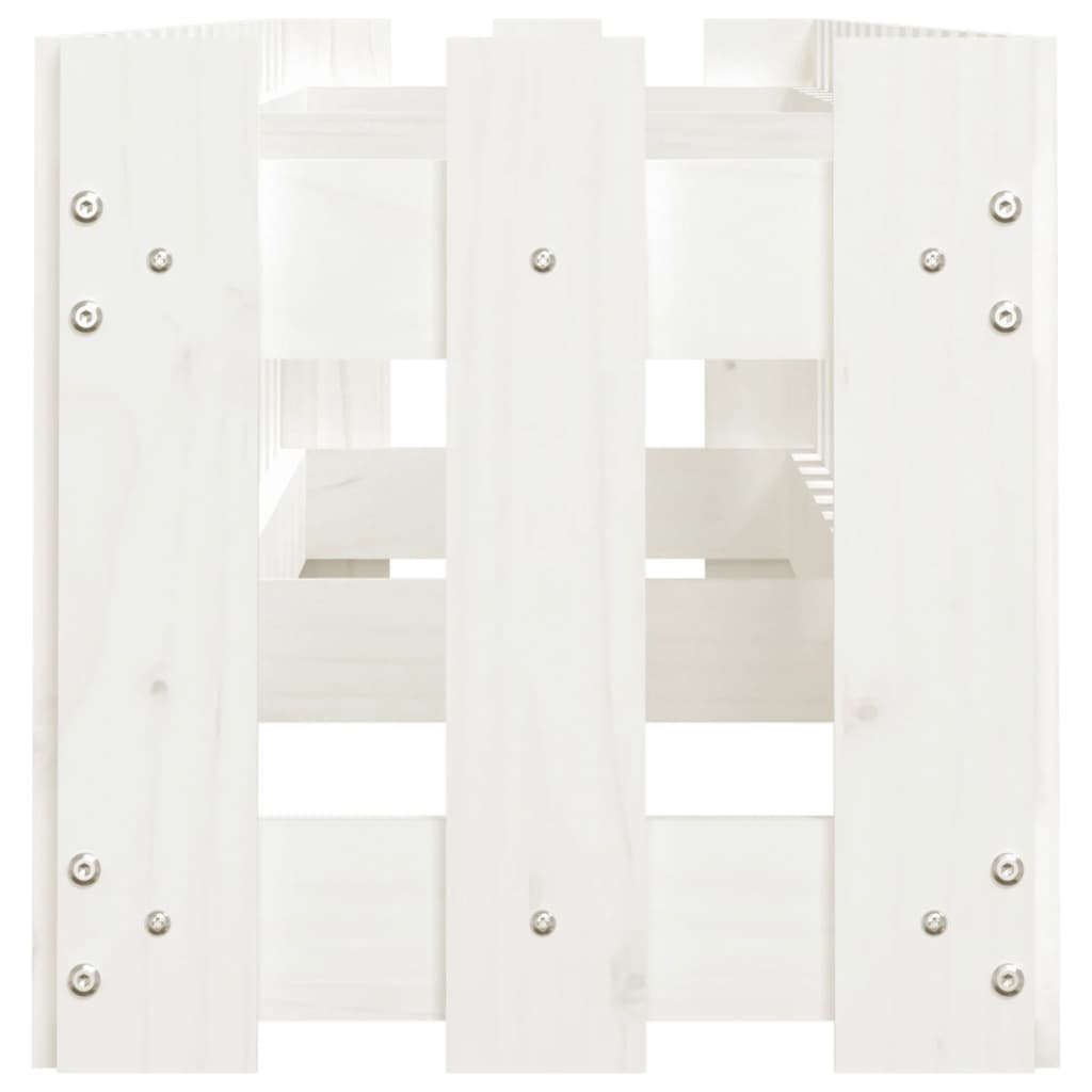 Ζαρντινιέρα με Σχέδιο Φράχτη Λευκή 200x30x30 εκ. Μασίφ Πεύκο - Pakobazaar