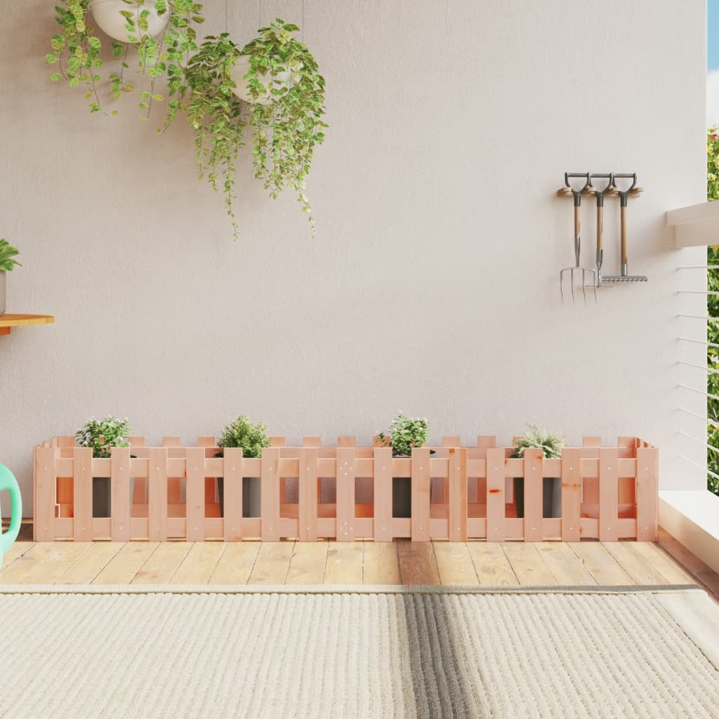 Ζαρντινιέρα με Σχέδιο Φράχτη 200x30x30 εκ. Μασίφ Ψευδοτσούγκα