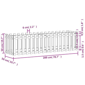 Ζαρντινιέρα με Σχέδιο Φράχτη Λευκή 200x50x50 εκ. Μασίφ Πεύκο