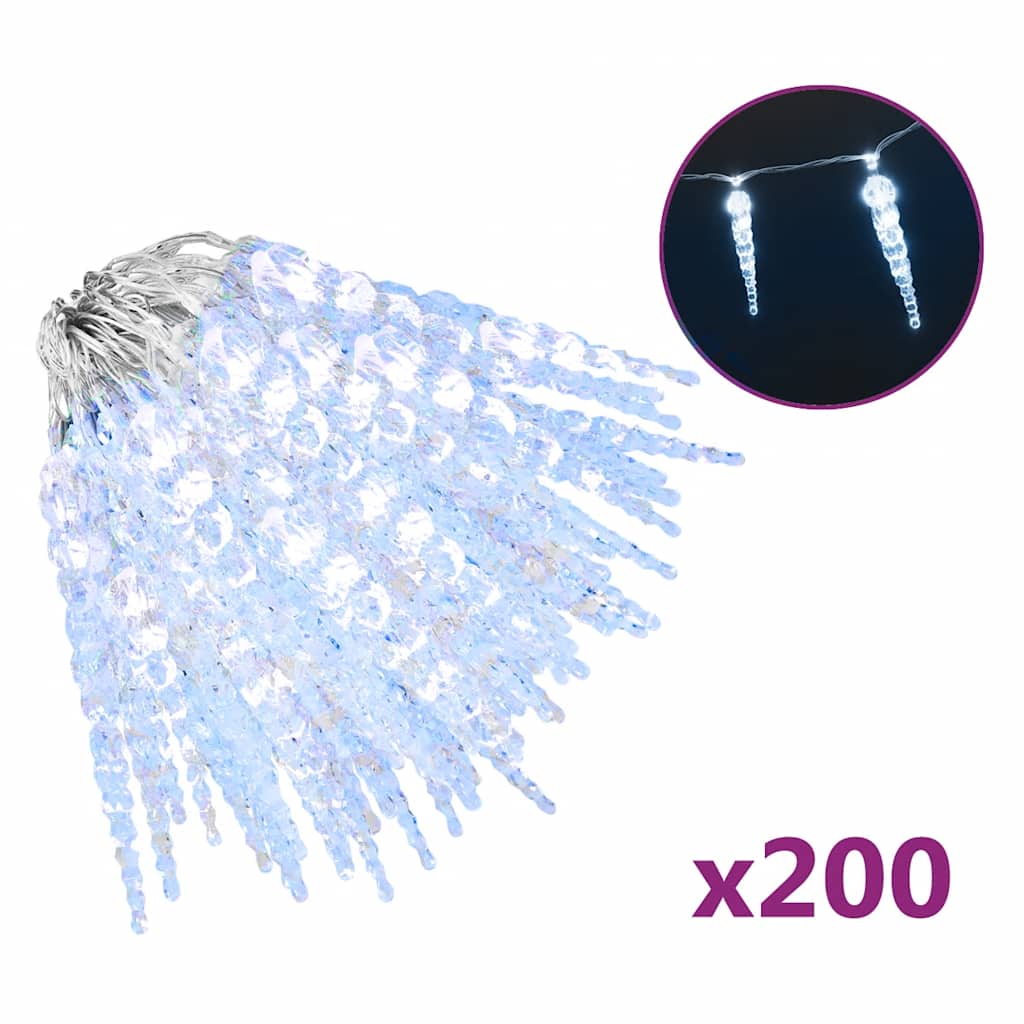 Χριστουγεννιάτικο Φωτιστικό με Παγάκι 200 LED Ψυχρό Λευκό 20 μ. Ακρυλικό PVC