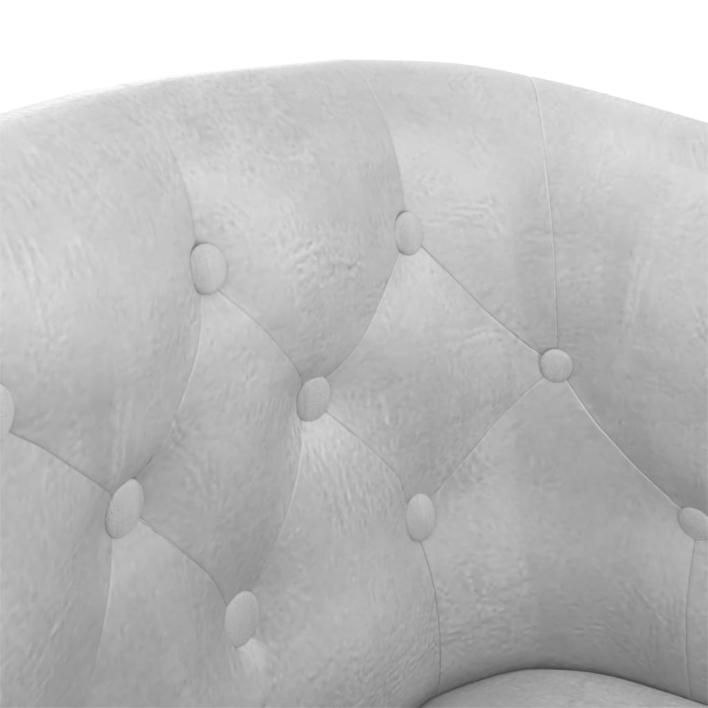 Πολυθρόνα Μπάρελ Ασημί από Συνθετικό Δέρμα με Υποπόδιο