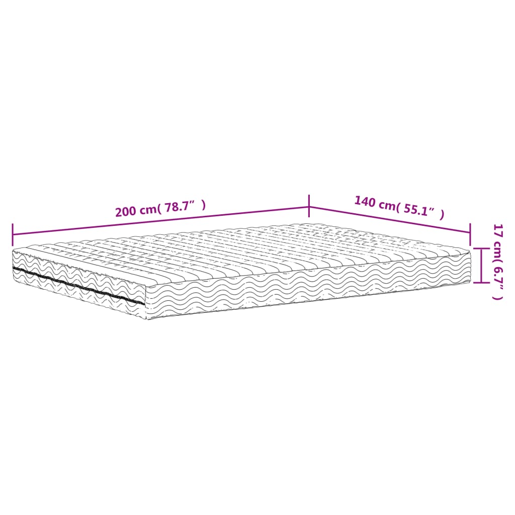 Στρώμα Αφρού Σκληρότητα H2 H3 Λευκό 140 x 200 εκ. - Pakobazaar