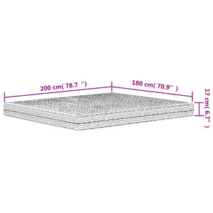 Στρώμα Αφρού Σκληρότητα H2 H3 Λευκό 180 x 200 εκ.