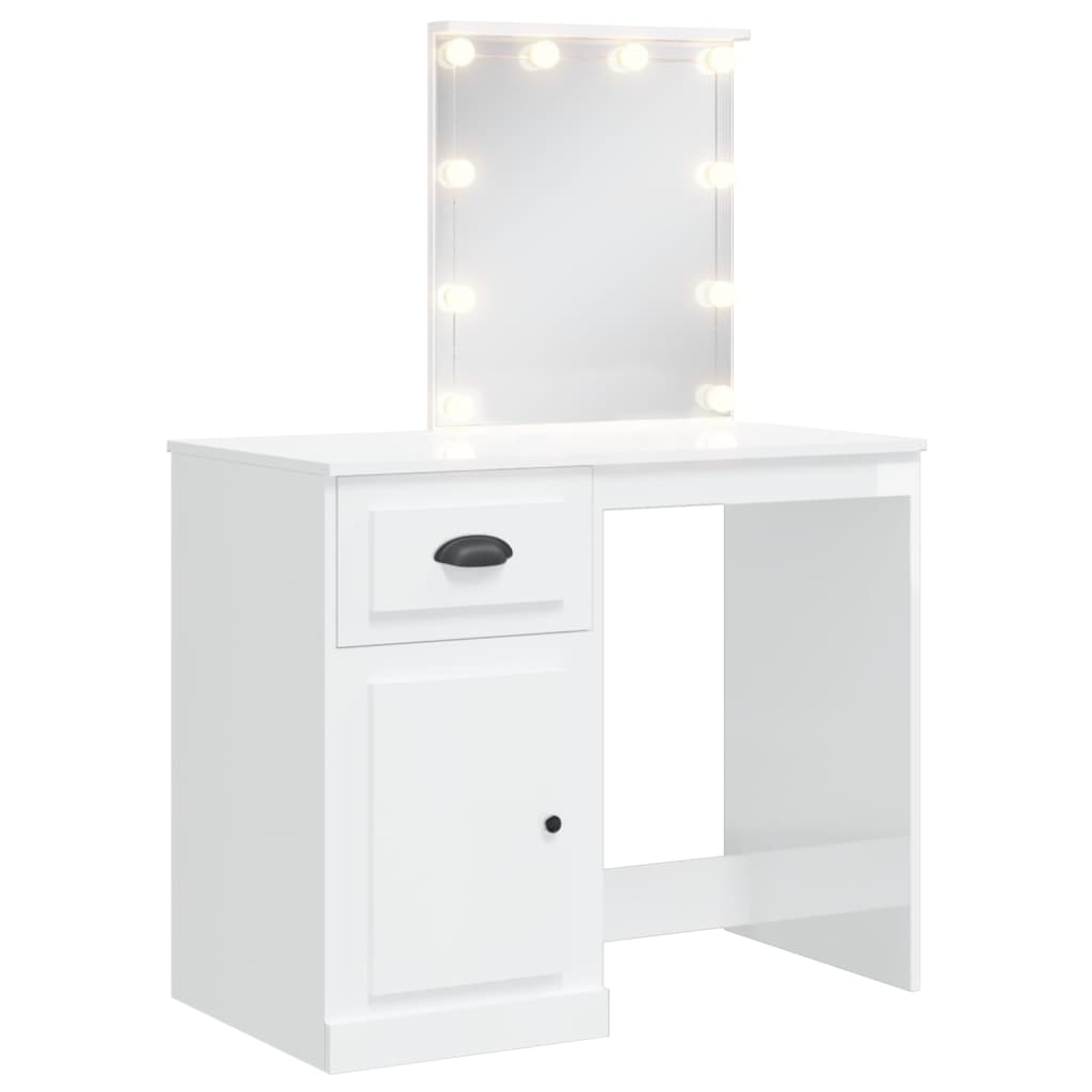 Μπουντουάρ με LED Φώτα Γυαλιστερό Λευκό 90x42x132,5 εκ.