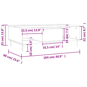 Τραπεζάκι Σαλονιού Καφέ Δρυς 104x60x35 εκ. Επεξεργασμένο Ξύλο - Pakobazaar