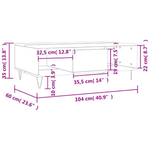 Τραπεζάκι Σαλονιού Γκρι Sonoma 104x60x35 εκ. Επεξεργασμένο Ξύλο