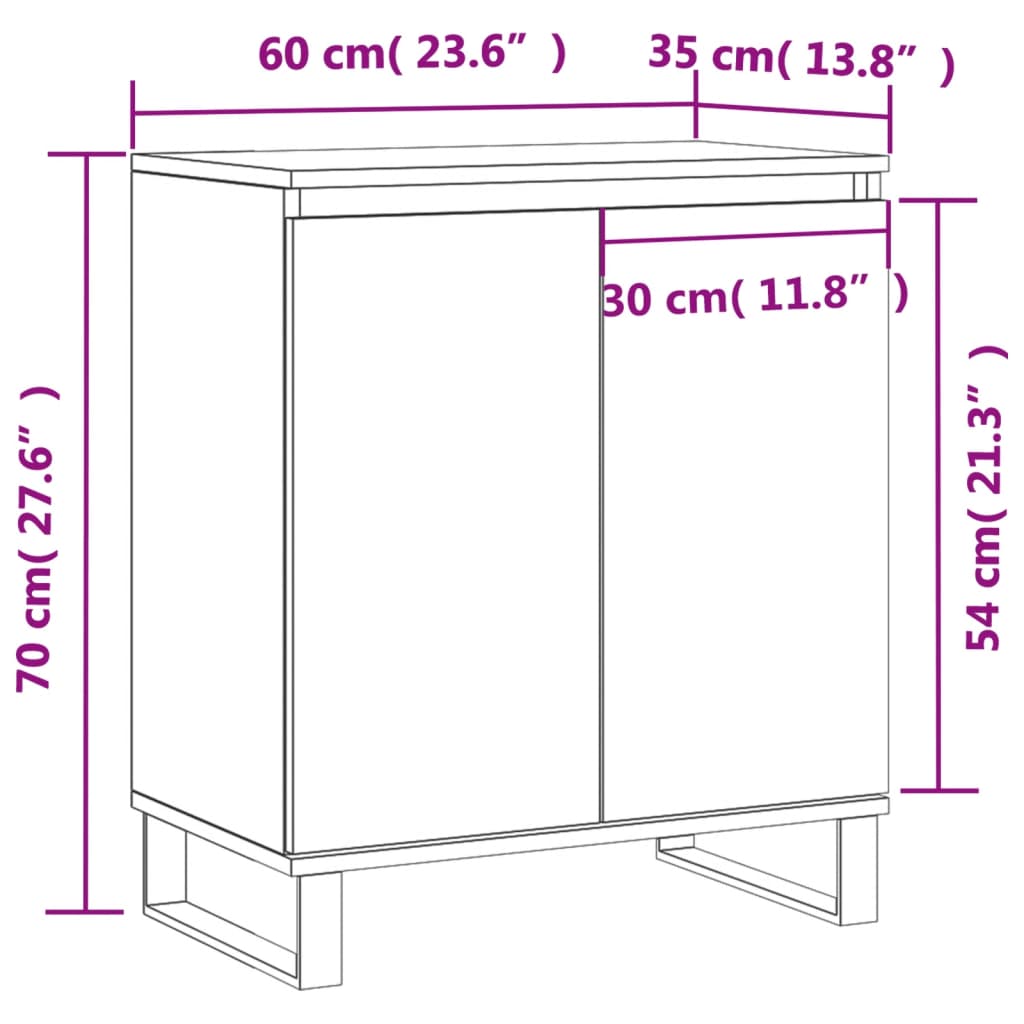 Ντουλάπι Γκρι Σκυροδέματος 60x35x70 εκ. Επεξεργασμένο Ξύλο - Pakobazaar