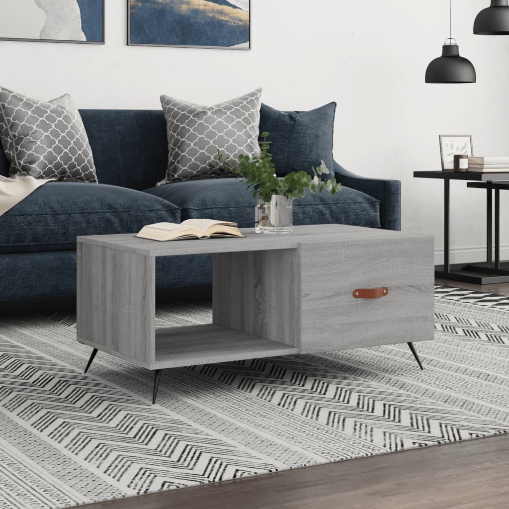 Τραπεζάκι Σαλονιού Γκρι Sonoma 90x50x40 εκ. Επεξεργασμένο Ξύλο - Pakobazaar