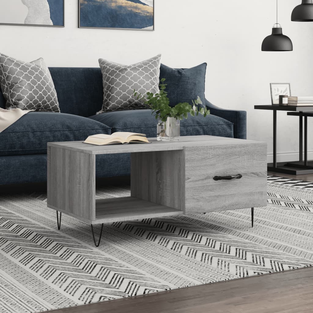 Τραπεζάκι Σαλονιού Γκρι Sonoma 90x50x40 εκ. Επεξεργασμένο Ξύλο - Pakobazaar