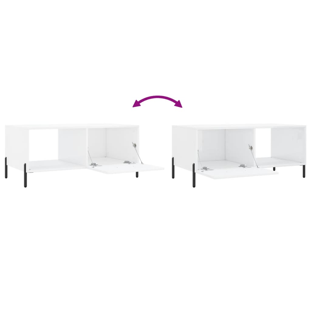 Τραπεζάκι Σαλονιού Γυαλ. Λευκό 90x50x40 εκ. Επεξεργ. Ξύλο