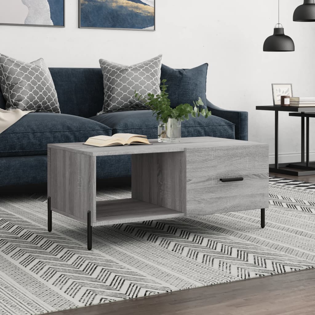 Τραπεζάκι Σαλονιού Γκρι Sonoma 90x50x40 εκ. Επεξεργασμένο Ξύλο - Pakobazaar