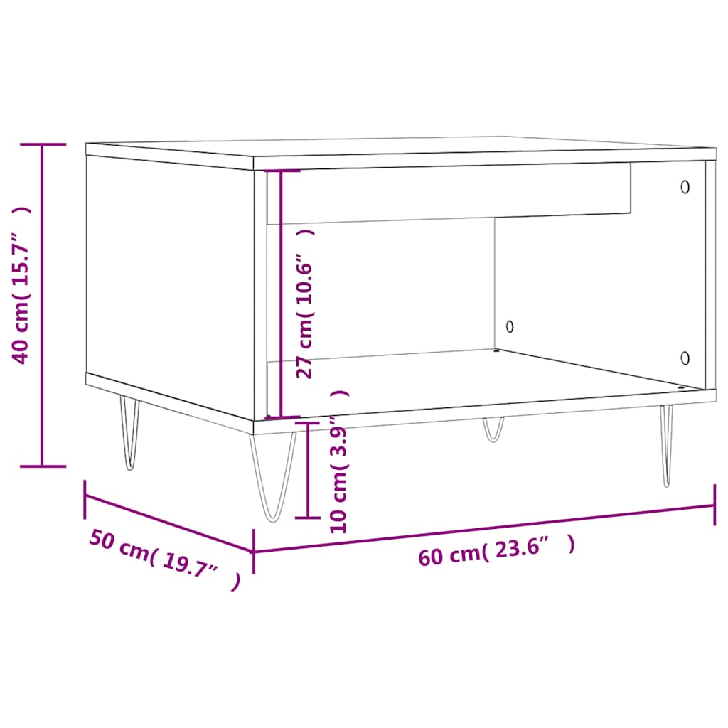 Τραπεζάκι Σαλονιού Καπνιστή Δρυς 60x50x40 εκ. Επεξεργ. Ξύλο