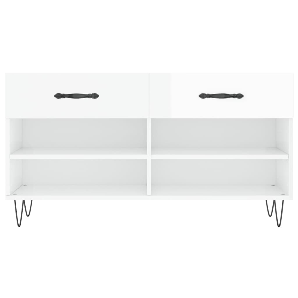 Παπουτσοθήκη Γυαλιστερό Λευκό 102x35x55 εκ. Επεξεργασμένο Ξύλο - Pakobazaar