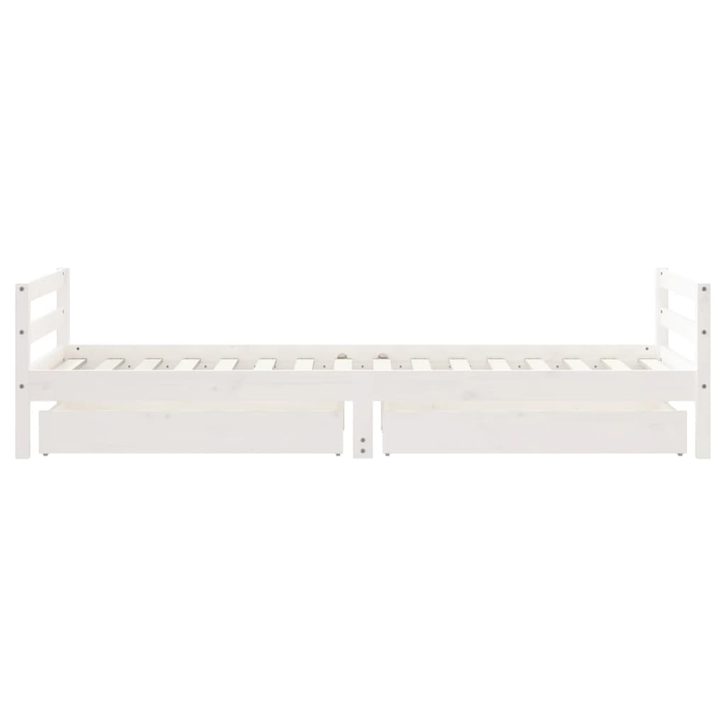 Πλαίσιο Παιδικού Κρεβατιού Συρτάρια Λευκό 90x200εκ. Ξύλο Πεύκου - Pakobazaar