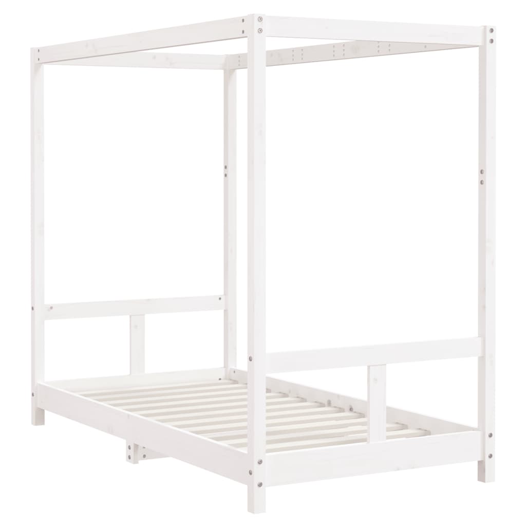 Πλαίσιο Παιδικού Κρεβατιού Λευκό 80 x 160 εκ. Μασίφ Ξύλο Πεύκου - Pakobazaar