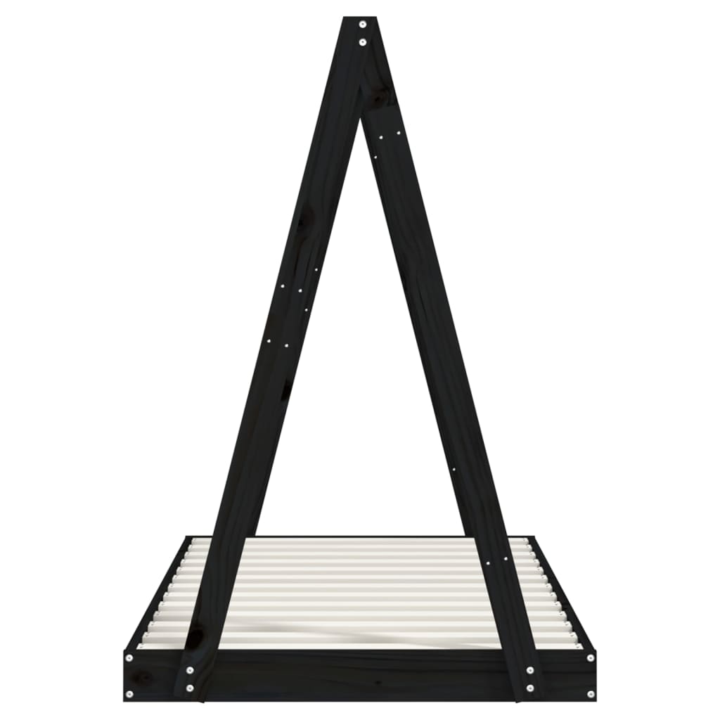 Πλαίσιο Παιδικού Κρεβατιού Μαύρο 80x160 εκ. Μασίφ Ξύλο Πεύκου - Pakobazaar