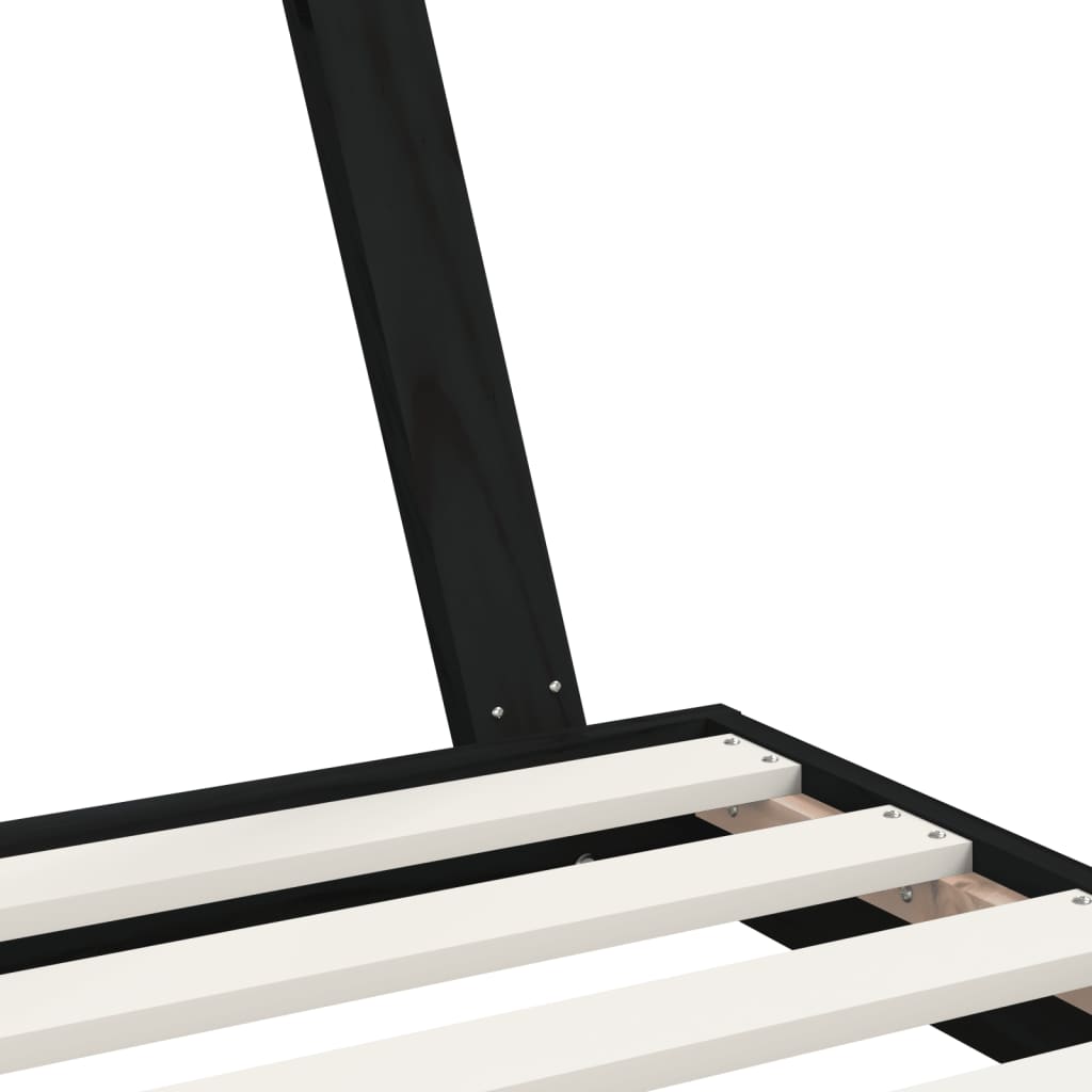 Πλαίσιο Παιδικού Κρεβατιού Μαύρο 80x160 εκ. Μασίφ Ξύλο Πεύκου - Pakobazaar