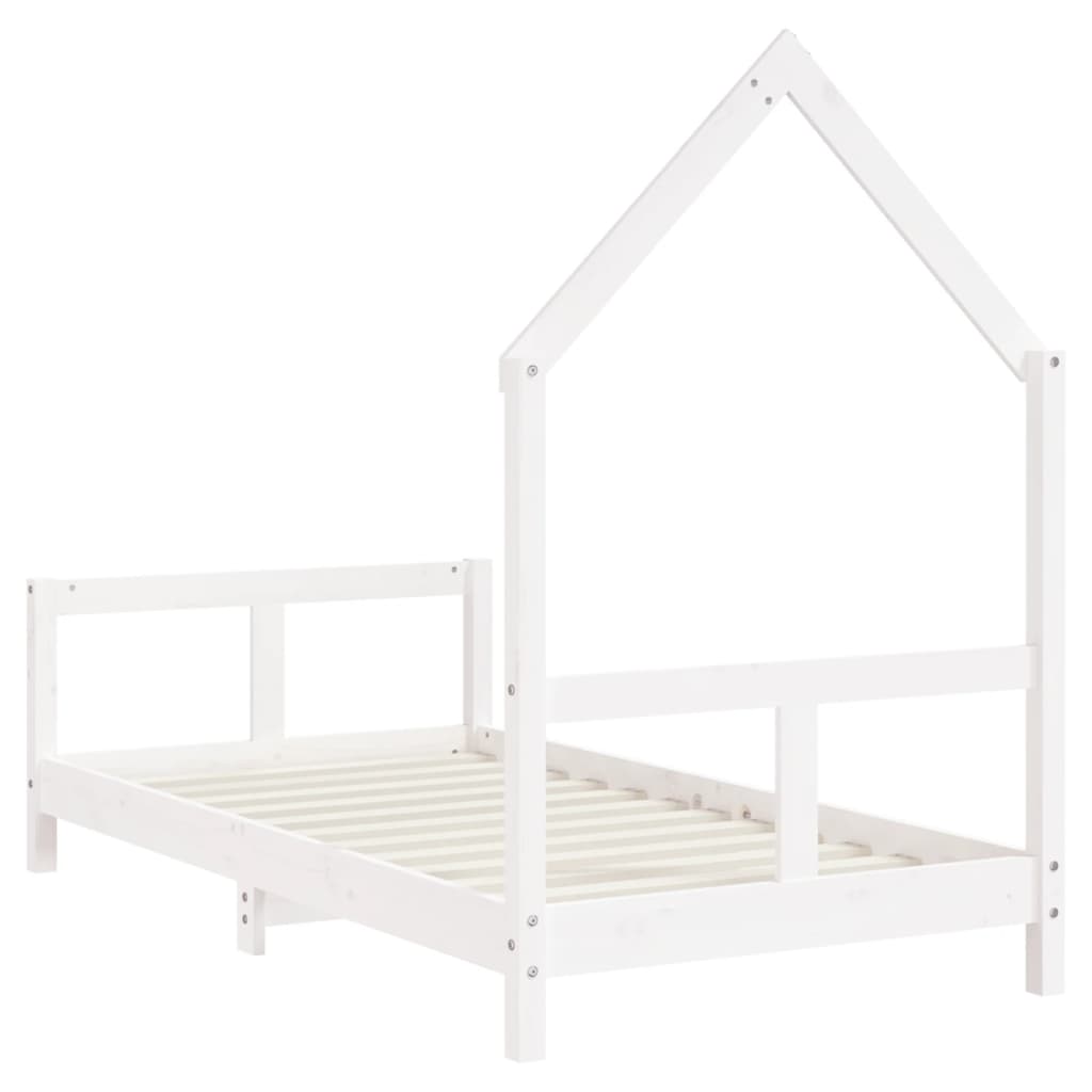 Πλαίσιο Παιδικού Κρεβατιού Λευκό 80 x 160 εκ. Μασίφ Ξύλο Πεύκου