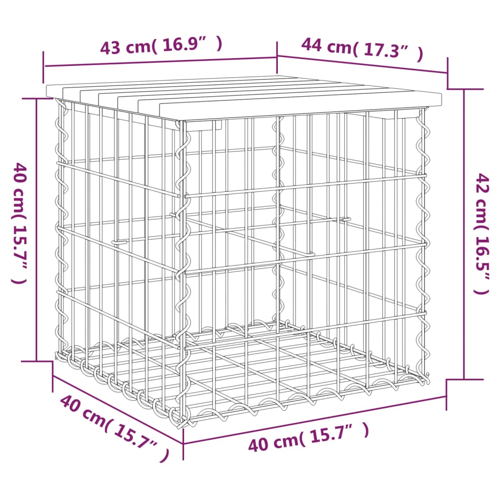 Παγκάκι Κήπου Συρματοκιβώτιο 43x44x42 εκ. από Μασίφ Ξύλο Πεύκου - Pakobazaar