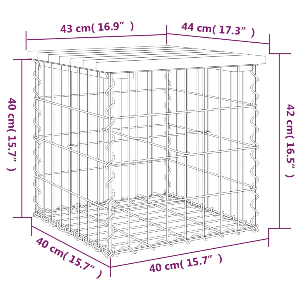 Πάγκος Κήπου Συρματοκιβώτιο 43 x 44 x 42 εκ. Μασίφ Ψευδοτσούγκα - Pakobazaar
