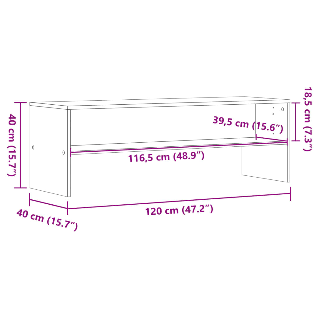 Έπιπλο Τηλεόρασης Γκρι Sonoma 120x40x40 εκ. Επεξεργασμένο Ξύλο - Pakobazaar