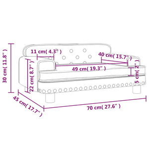 Καναπές Παιδικός Σκούρο Γκρι 70 x 45 x 30 εκ. από Βελούδο - Pakobazaar