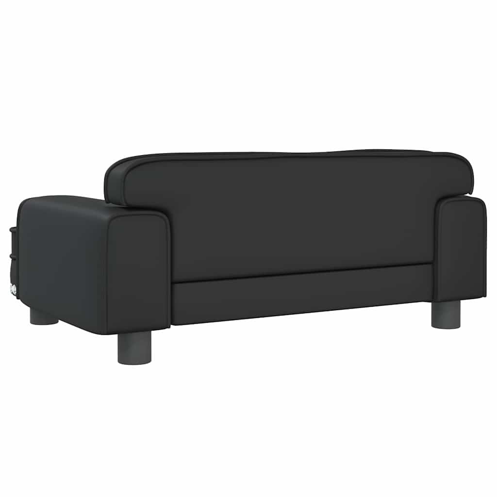 Καναπές Παιδικός Μαύρος 70 x 45 x 30 εκ. από Συνθετικό Δέρμα - Pakobazaar