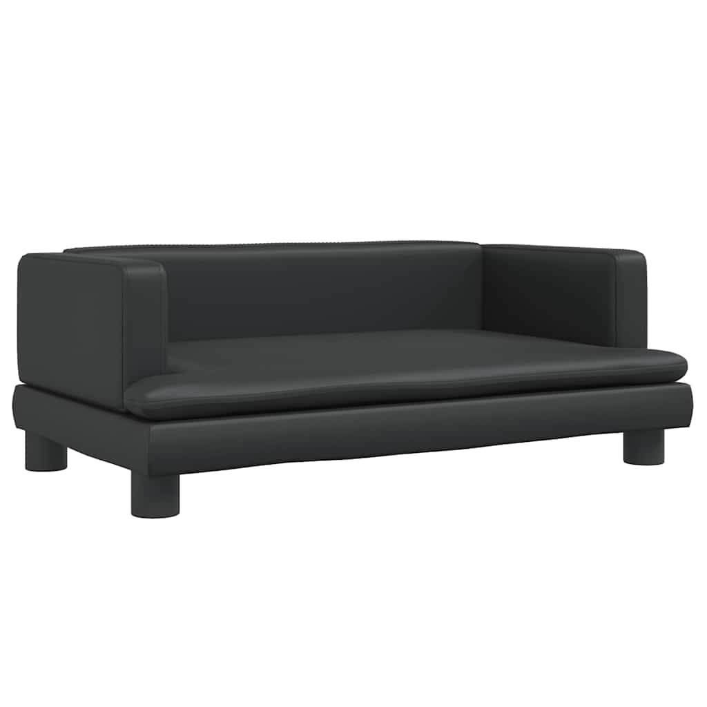 Καναπές Παιδικός Μαύρος 80 x 45 x 30 εκ. από Συνθετικό Δέρμα - Pakobazaar