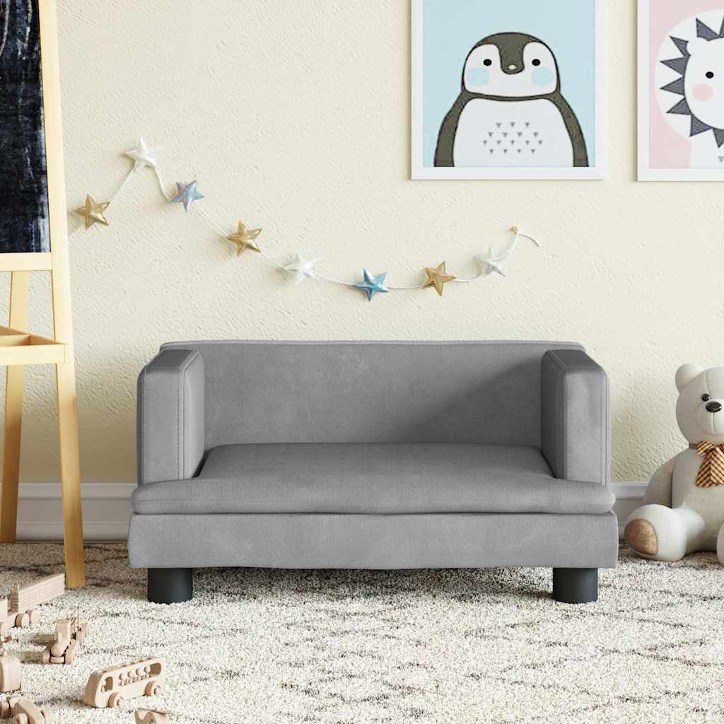 Καναπές Παιδικός Ανοιχτό Γκρι 60 x 40 x 30 εκ. από Βελούδο - Pakobazaar