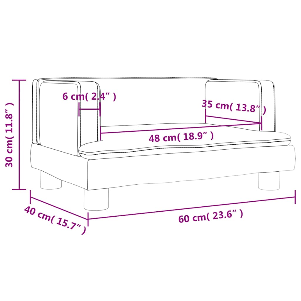 Καναπές Παιδικός Σκούρο Γκρι 60 x 40 x 30 εκ. από Βελούδο - Pakobazaar