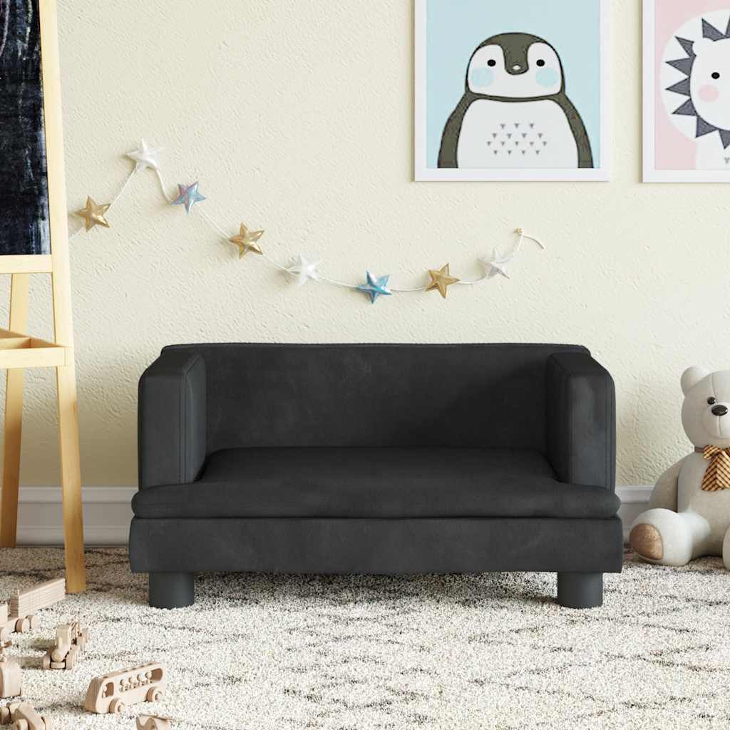 Καναπές Παιδικός Μαύρος 60 x 40 x 30 εκ. από Βελούδο - Pakobazaar