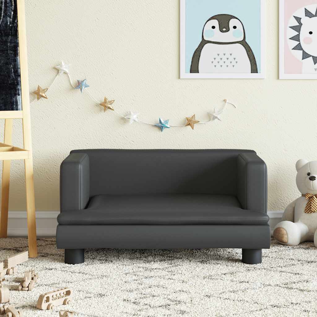 Καναπές Παιδικός Μαύρος 60 x 40 x 30 εκ. από Συνθετικό Δέρμα - Pakobazaar