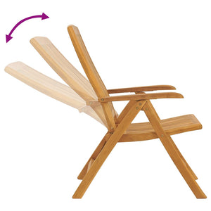 Ανακλινόμενες πτυσσόμενες καρέκλες με μαξιλάρια 2 τεμάχια από μασίφ ξύλο τικ